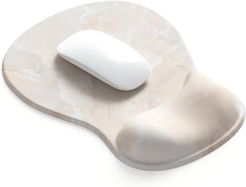 DemonChest ErgoComfort Gel Wrist Rest Mouse Pad-Ergonomic Office Mousepad with Wrist Support-Non-Slip, Design Desk Accessories Mat for Home&Game Decor (08Cream Marble) - Image 1